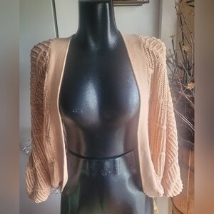 2B Bebe Tan Colored Open Front Cropped Cardigan S